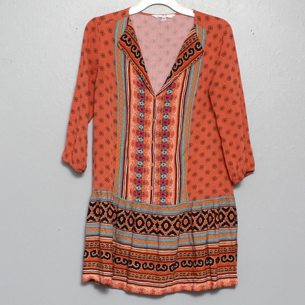 Jack by BB Dakota tribal boho peplum print tunic dress